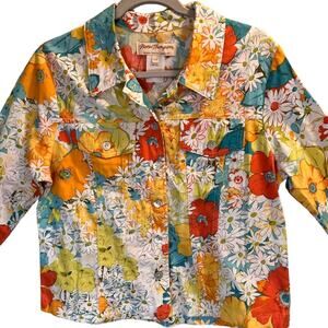 Norm Thompson Womens Floral Shirt Jacket Shacket Size Sp Made in the USA